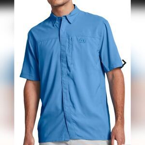 Under Armour Shorebreak Hybrid Woven Short Sleeve Button Viral/Photon Blue XL